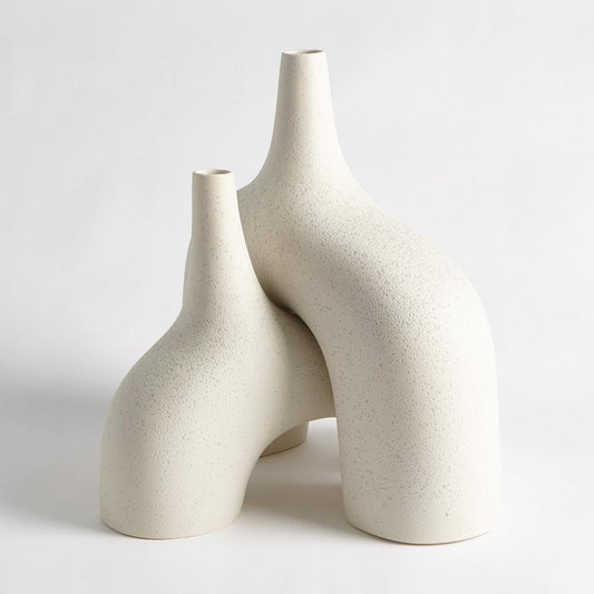 Global Views Stretch Large Cream Stone Vase