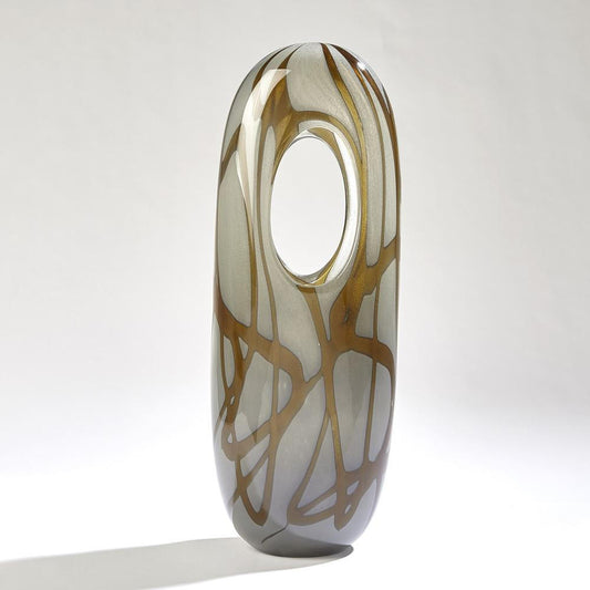 Global Views Swirl Large Amber/Grey Vase