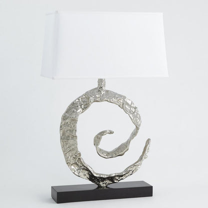 Global Views Swirl Nickel with Black Granite Table Lamp