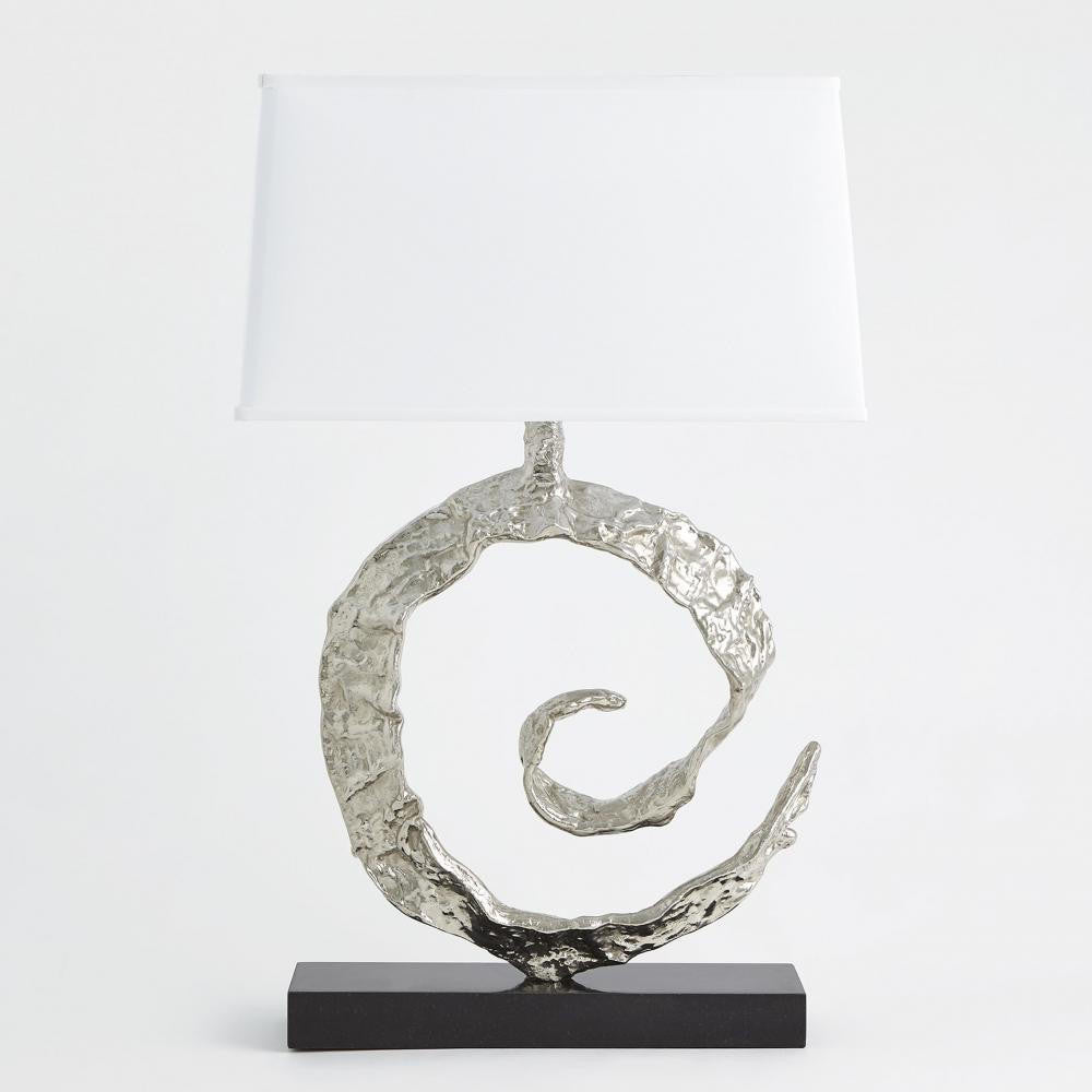 Global Views Swirl Nickel with Black Granite Table Lamp