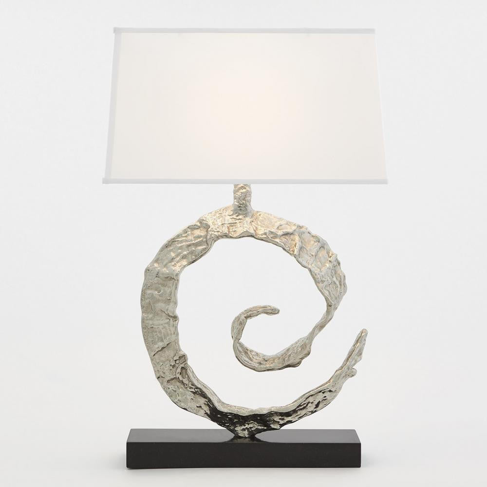 Global Views Swirl Nickel with Black Granite Table Lamp