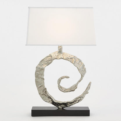Global Views Swirl Nickel with Black Granite Table Lamp