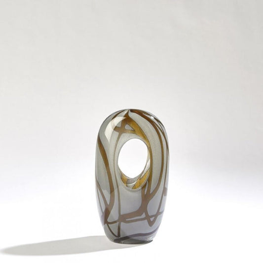 Global Views Swirl Small Amber/Grey Vase