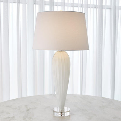 Global Views Teardrop Glass White Table Lamp