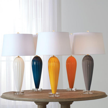 Global Views Teardrop Glass White Table Lamp