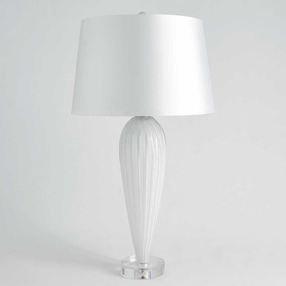 Global Views Teardrop Glass White Table Lamp