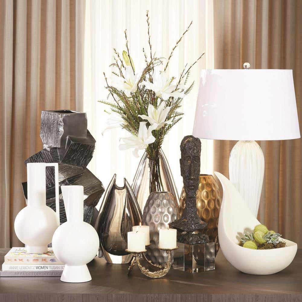 Global Views Teardrop Glass White Table Lamp