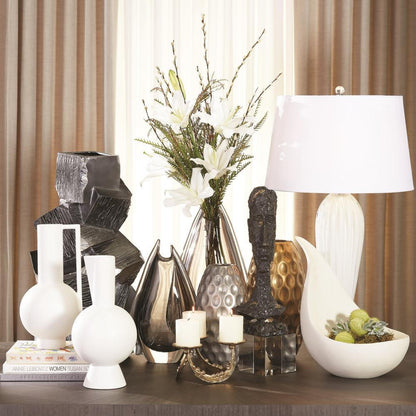 Global Views Teardrop Glass White Table Lamp