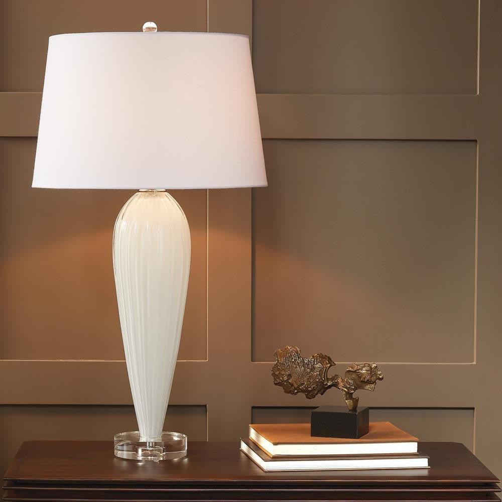 Global Views Teardrop Glass White Table Lamp