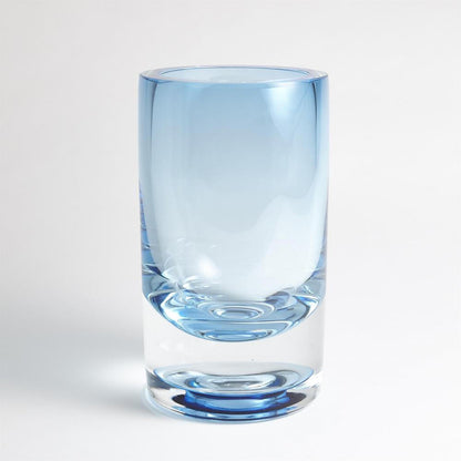 Global Views Thick Cylinder Large Powder Blue/Light Blue Vase