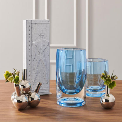 Global Views Thick Cylinder Large Powder Blue/Light Blue Vase