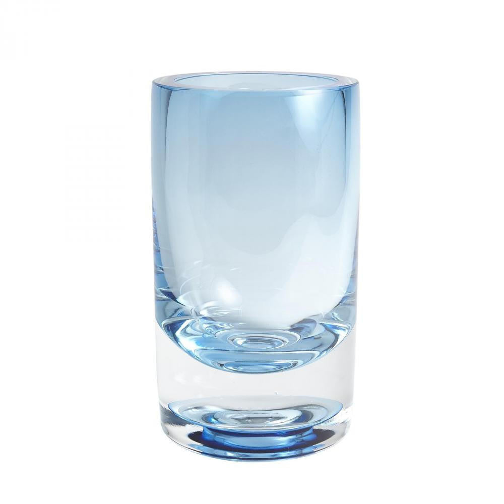 Global Views Thick Cylinder Large Powder Blue/Light Blue Vase