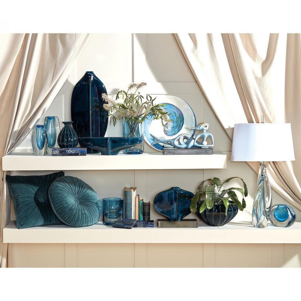 Global Views Thick Cylinder Large Powder Blue/Light Blue Vase