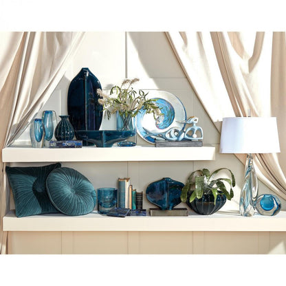 Global Views Thick Cylinder Large Powder Blue/Light Blue Vase