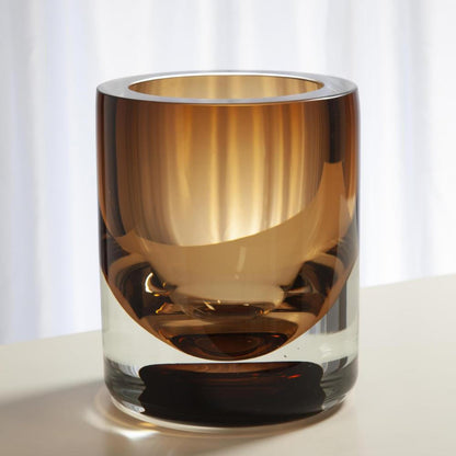 Global Views Thick Cylinder Small Amber Tobacco Vase