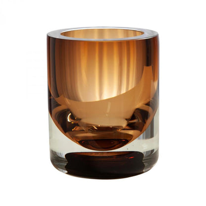Global Views Thick Cylinder Small Amber Tobacco Vase