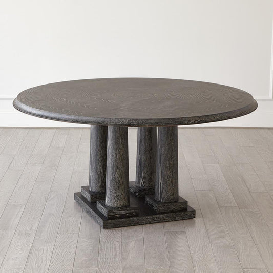 Global Views Titian Black Cerused Oak Dining Table 60" Top