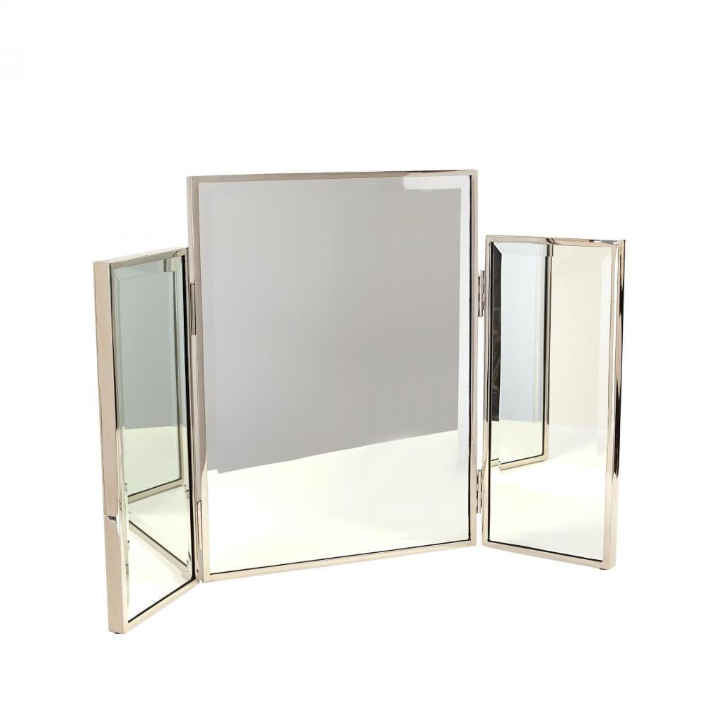 Global Views Tri-Fold Nickel Vanity Mirror