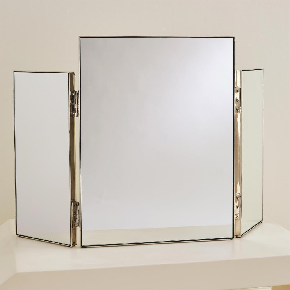 Global Views Tri-Fold Nickel Vanity Mirror