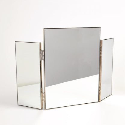 Global Views Tri-Fold Nickel Vanity Mirror