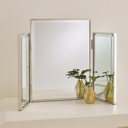 Global Views Tri-Fold Nickel Vanity Mirror