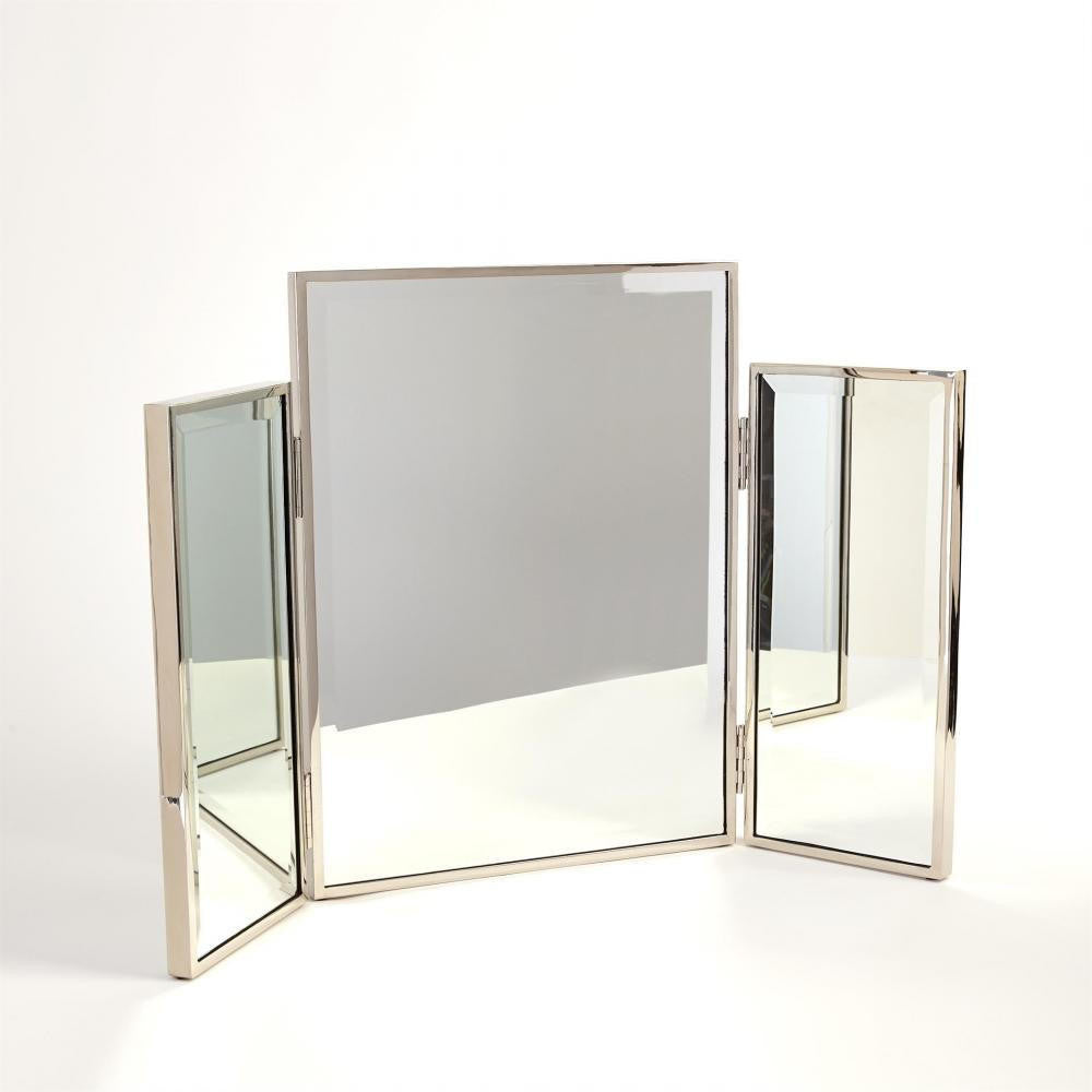 Global Views Tri-Fold Nickel Vanity Mirror
