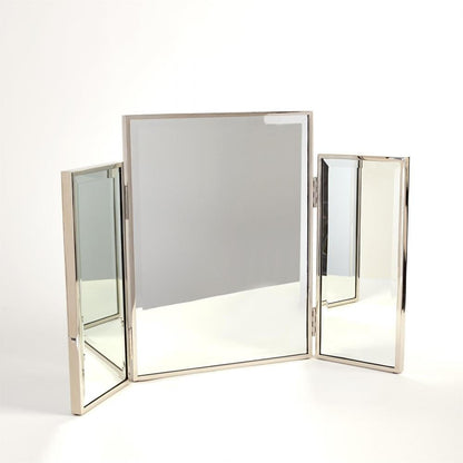Global Views Tri-Fold Nickel Vanity Mirror