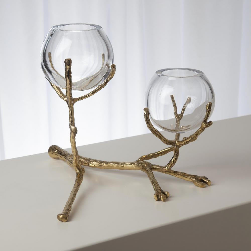 Global Views Twig 2 Brass Vase Holder
