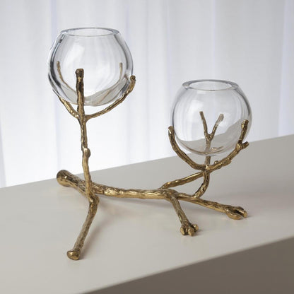 Global Views Twig 2 Brass Vase Holder