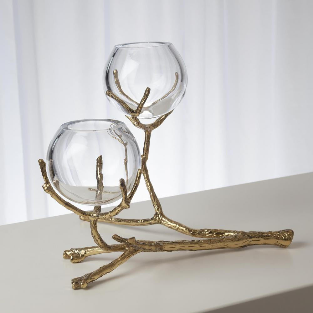 Global Views Twig 2 Brass Vase Holder
