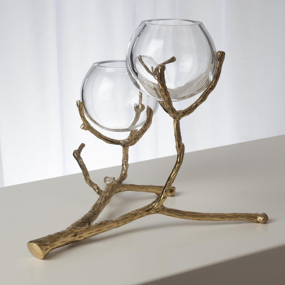 Global Views Twig 2 Brass Vase Holder