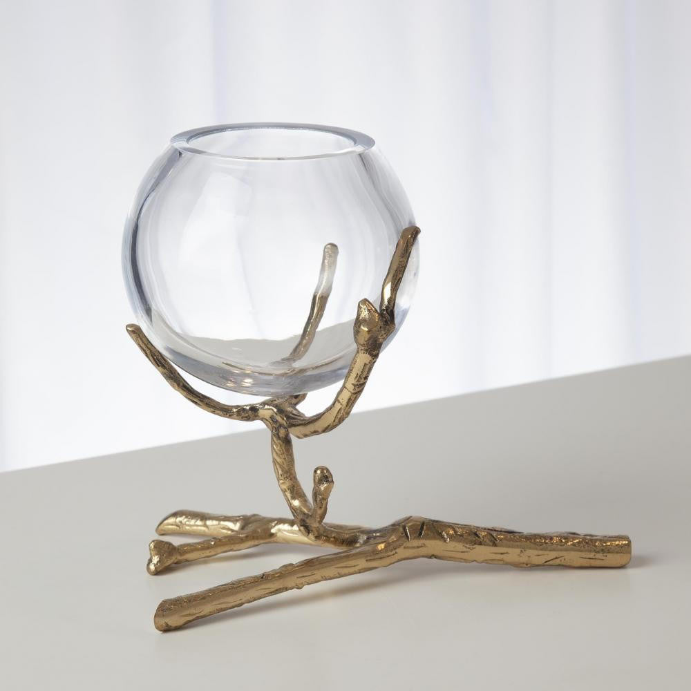 Global Views Twig Brass Vase Holder