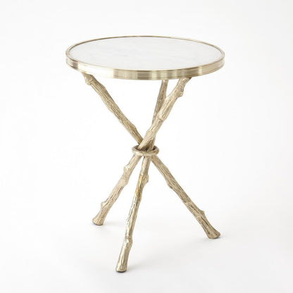 Global Views Twig Brass/White Marble Table