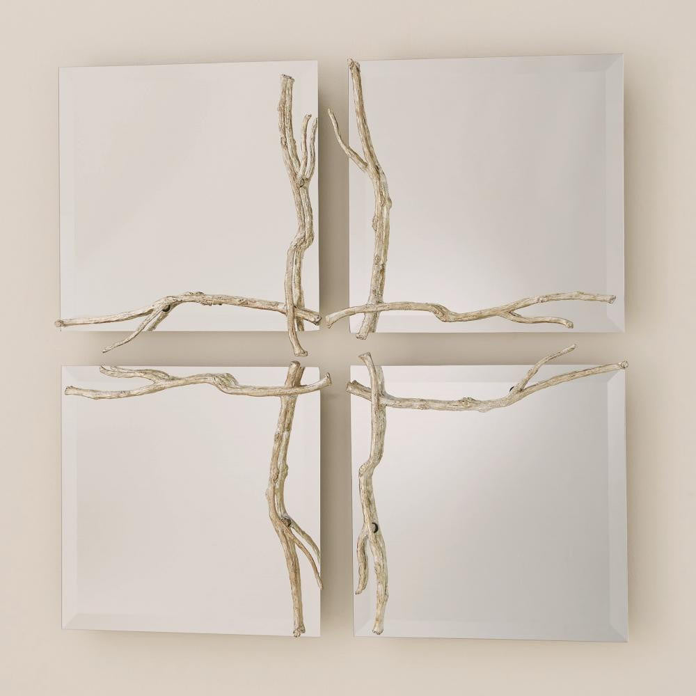 Global Views Twig Small Silver Leaf Mirror