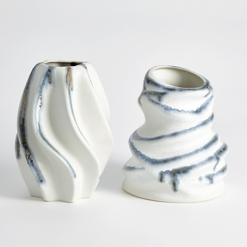 Global Views Twist Indigo Drip Vase