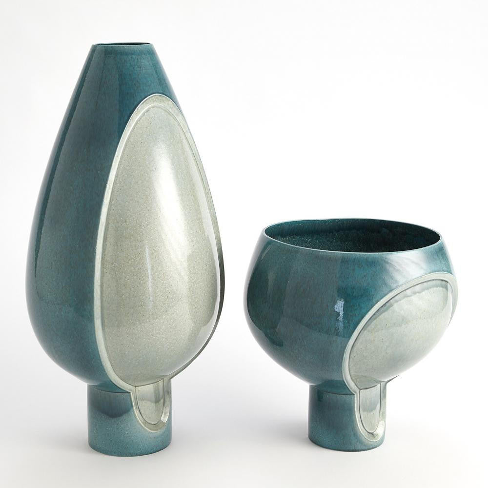 Global Views Two Tone Pod Tall Azure Vase