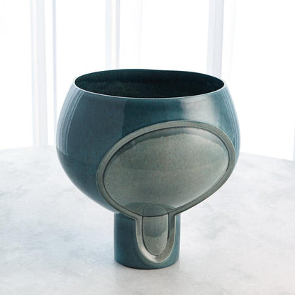 Global Views Two Tone Squat Pod Azure Vase
