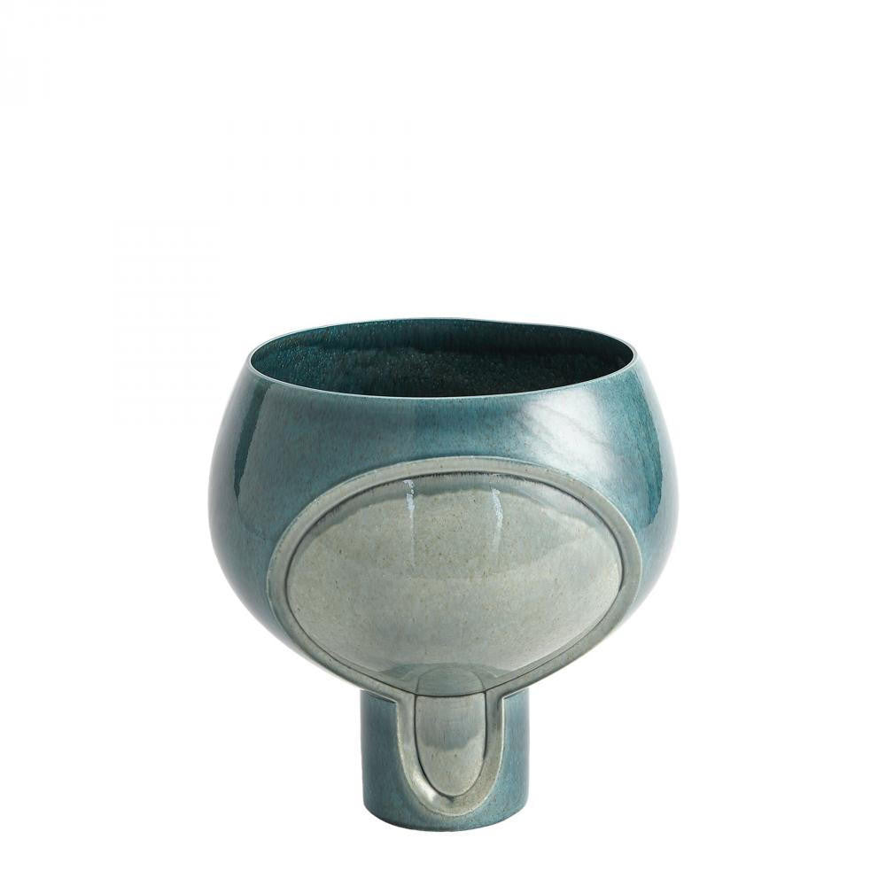 Global Views Two Tone Squat Pod Azure Vase