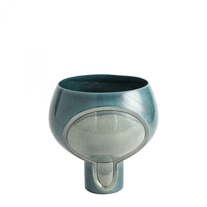 Global Views Two Tone Squat Pod Azure Vase
