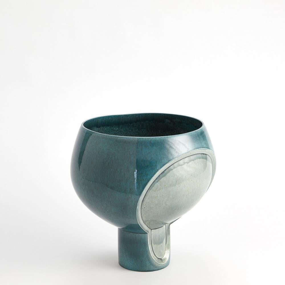 Global Views Two Tone Squat Pod Azure Vase