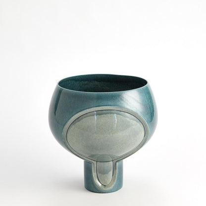 Global Views Two Tone Squat Pod Azure Vase