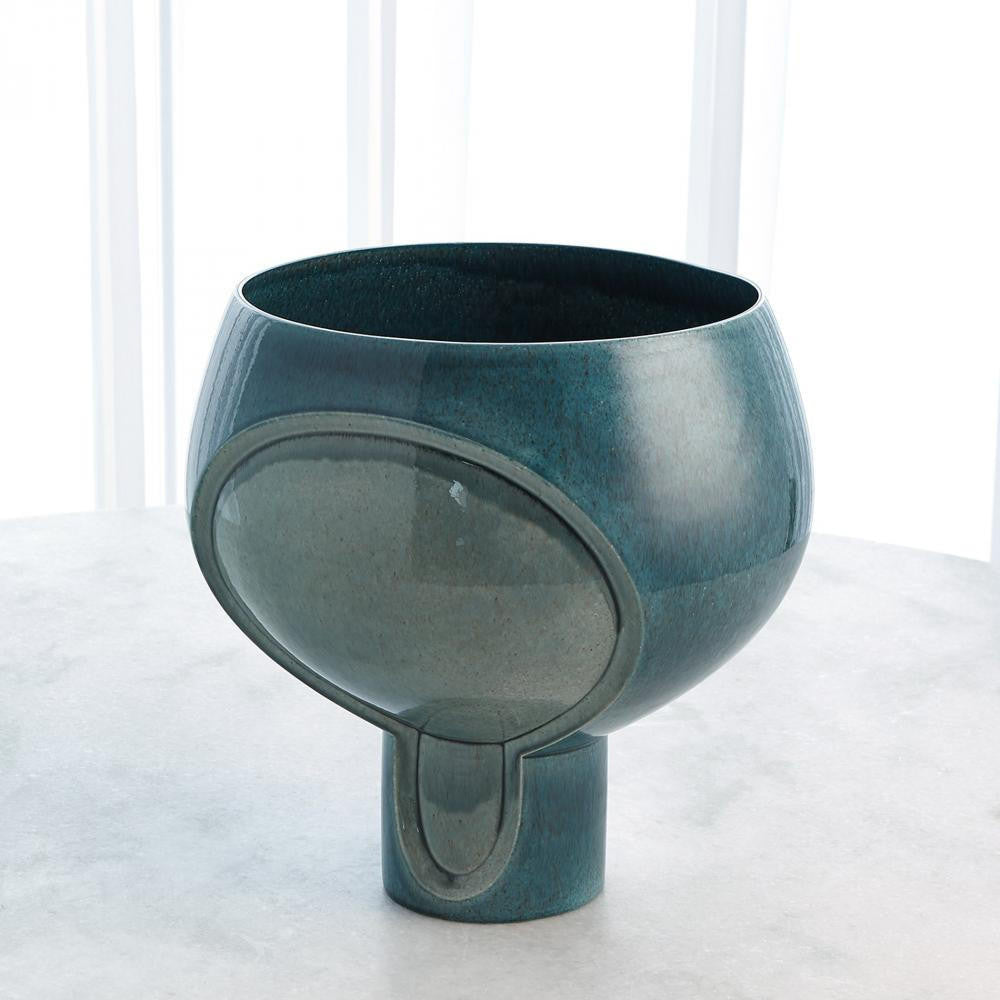 Global Views Two Tone Squat Pod Azure Vase