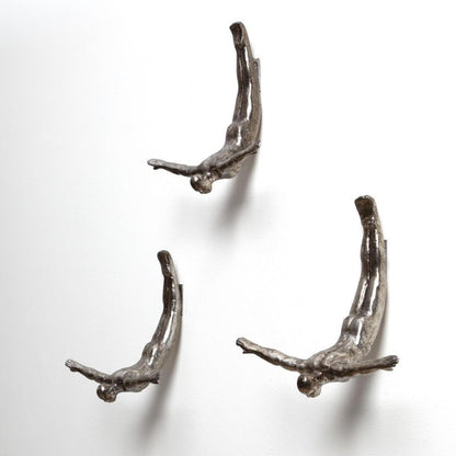 Global Views Wall Diver Thai Silver Leaf Sculpture