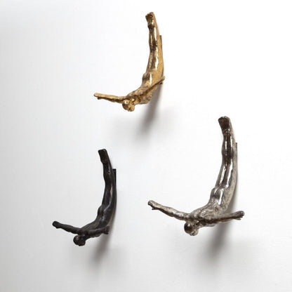 Global Views Wall Diver Thai Silver Leaf Sculpture