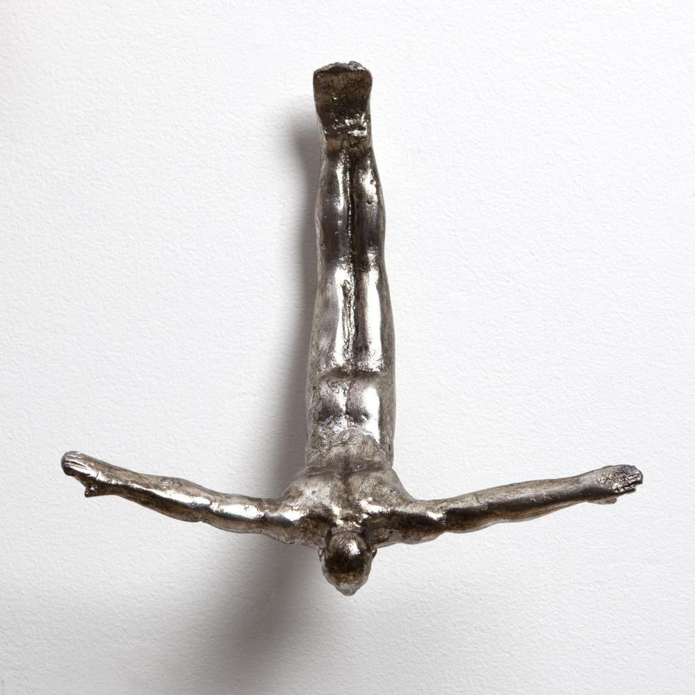 Global Views Wall Diver Thai Silver Leaf Sculpture
