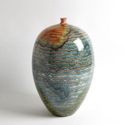 Global Views Watercolor Ringed Vessel
