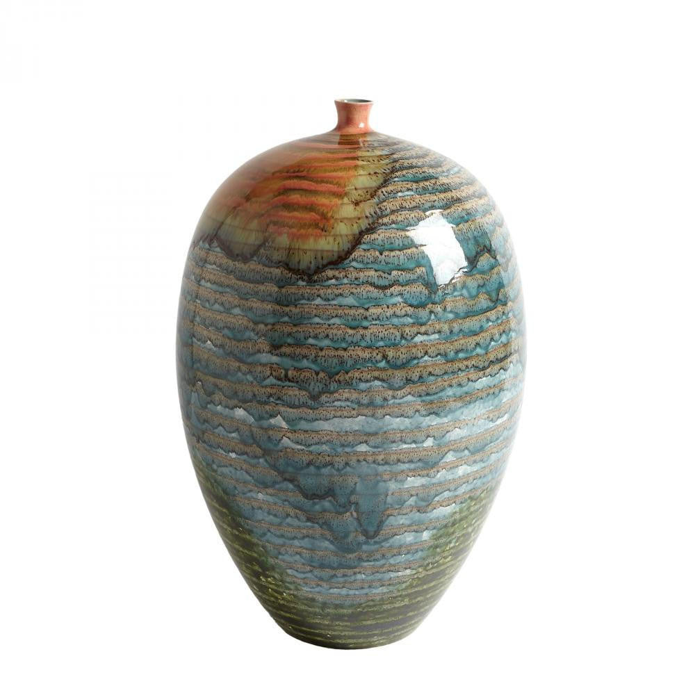 Global Views Watercolor Ringed Vessel