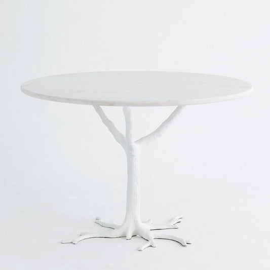 Global Views White Faux Bois Dining Table