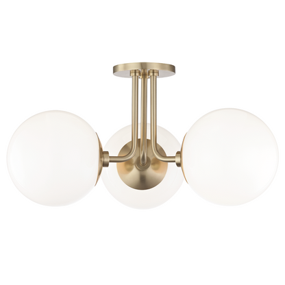 Mitzi by Hudson Valley Lighting Stella Semi-Flush Mount Aged Brass