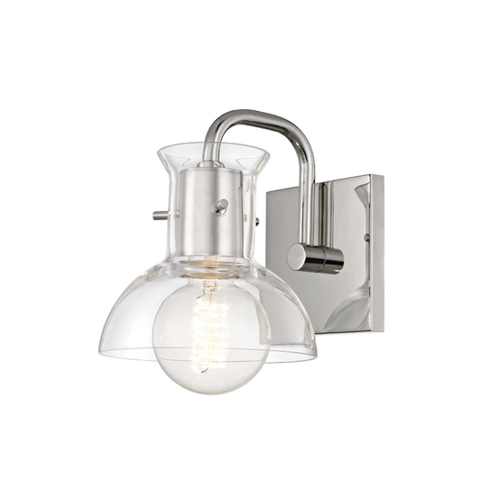 Mitzi by Hudson Valley Lighting Riley Bath Wall Sconce Nickel, Polished Nickel